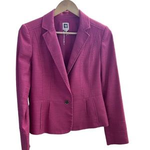 Ann Klein Structured” Fitted Linen- Cotton Blend Ann Klein Blazer
